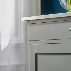 SoBuy FKW45-HG Desserte Roulante de Cuisine avec Armoire de Rangement, Chariot de Service sur Roulettes, Pratique et Fonctionnel