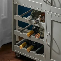 SoBuy FKW45-HG Desserte Roulante de Cuisine avec Armoire de Rangement, Chariot de Service sur Roulettes, Pratique et Fonctionnel