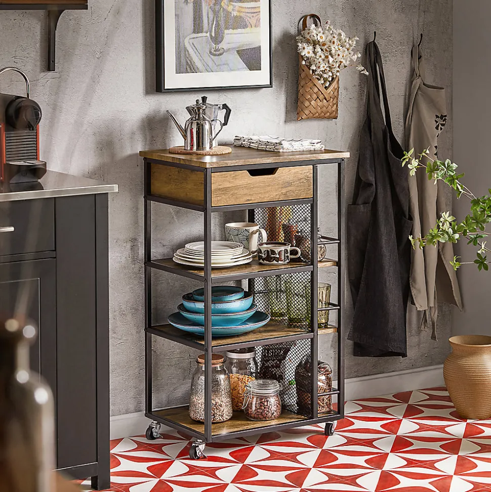 SoBuy FKW99-N Desserte de Cuisine Roulante Multifonctionnelle avec Roulettes, Chariot de Service Pratique