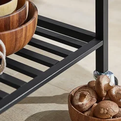 SoBuy FKW112-PF Desserte roulante 2 étages avec 2 tiroirs, chariot de cuisine pratique et mobile, couleur bois clair