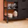 SoBuy FKW79-SCH Chariot de service desserte cuisine à roulettes avec table de rangement noir