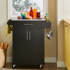 SoBuy FKW110-SCH Desserte Roulante Multifonctionnelle Chariot de Cuisine avec Roulettes Noir