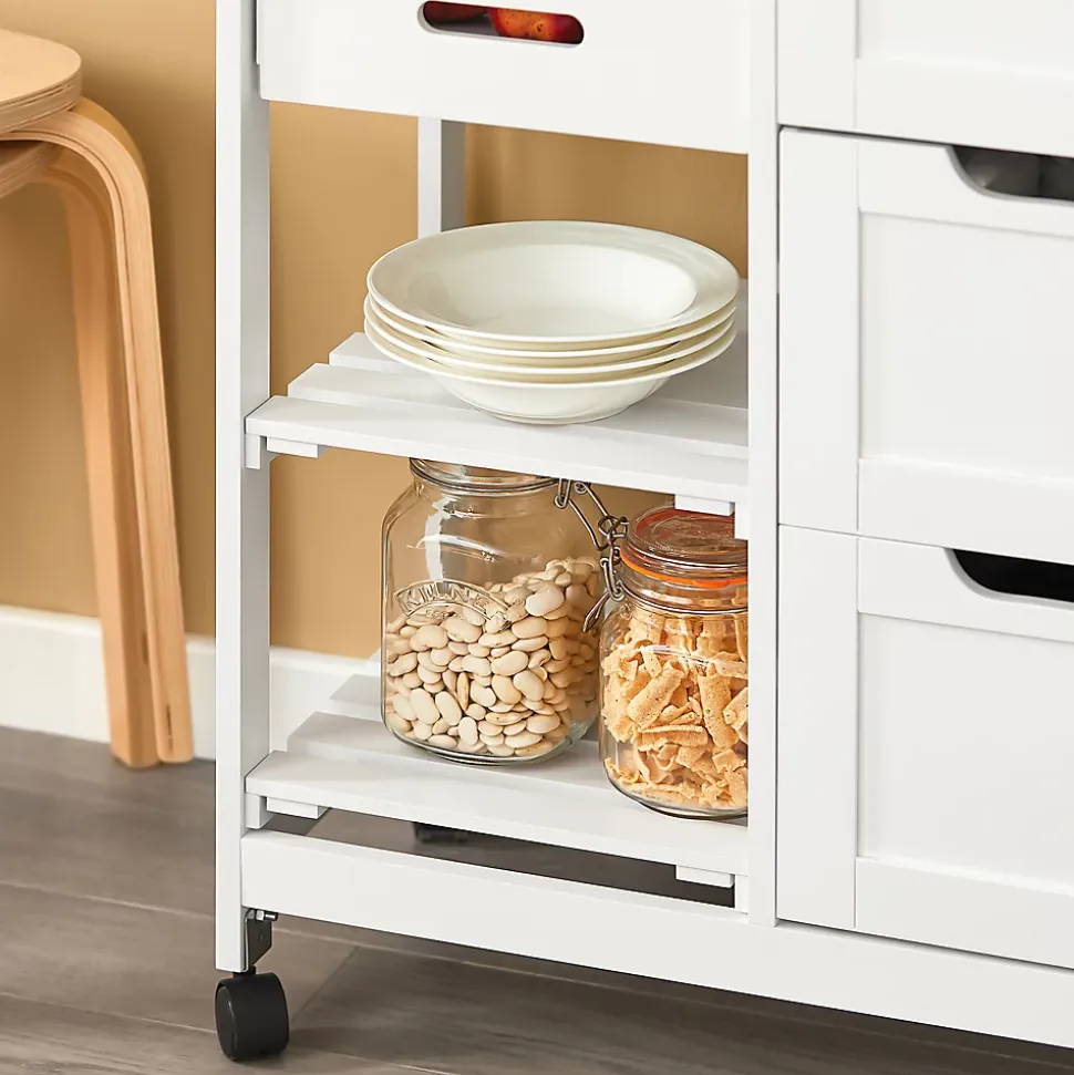 SoBuy FKW79-W Chariot de service desserte cuisine à roulettes avec table de rangement, prévente