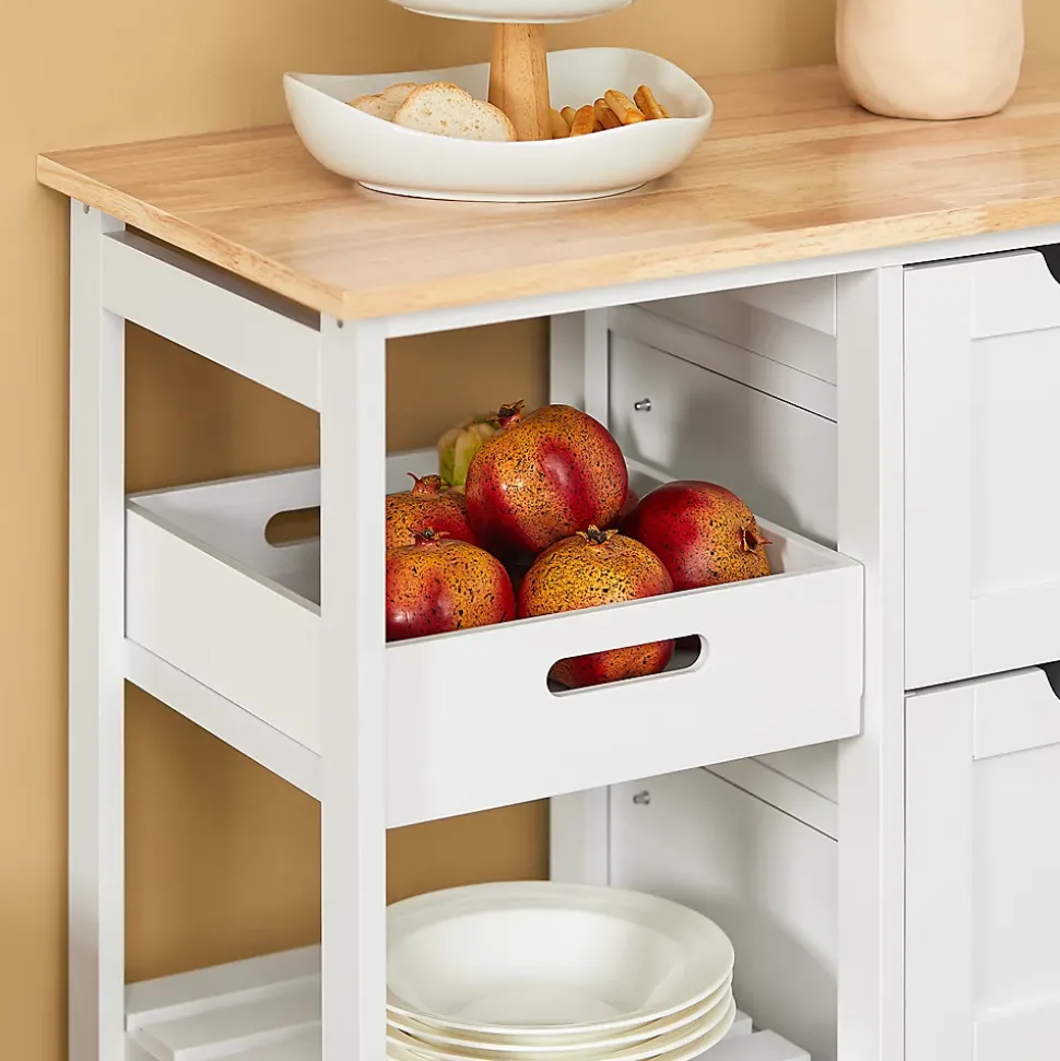 SoBuy FKW79-W Chariot de service desserte cuisine à roulettes avec table de rangement, prévente