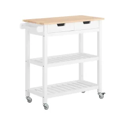 SoBuy FKW68-WN Chariot de Service Desserte à Roulettes Noir avec Meuble de Rangement Mobile