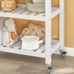 SoBuy FKW68-WN Chariot de Service Desserte à Roulettes Noir avec Meuble de Rangement Mobile