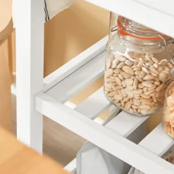 SoBuy FKW68-WN Chariot de Service Desserte à Roulettes Noir avec Meuble de Rangement Mobile