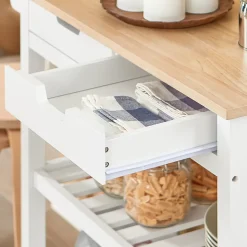 SoBuy FKW68-WN Chariot de Service Desserte à Roulettes Noir avec Meuble de Rangement Mobile