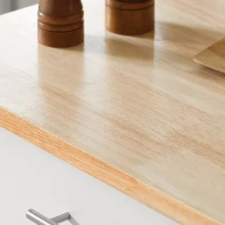 SoBuy FKW102-WN Desserte de cuisine blanche avec plan de travail, porte et tiroir, design naturel et fonctionnel