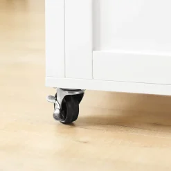 SoBuy FKW102-WN Desserte de cuisine blanche avec plan de travail, porte et tiroir, design naturel et fonctionnel