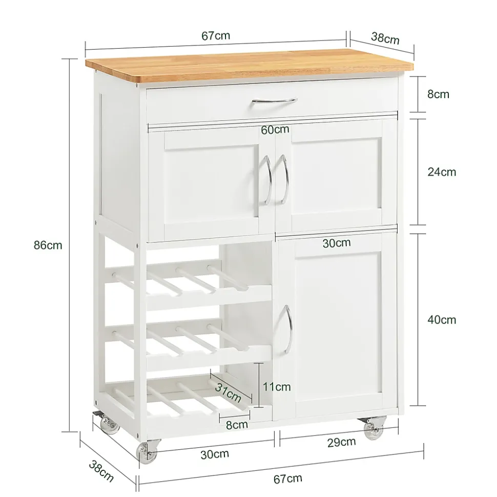 SoBuy FKW45-WN Desserte roulante de cuisine, chariot de service pratique, armoire de rangement, couleur blanc