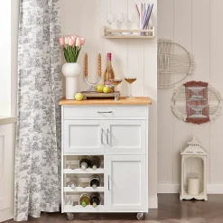SoBuy FKW45-WN Desserte roulante de cuisine, chariot de service pratique, armoire de rangement, couleur blanc