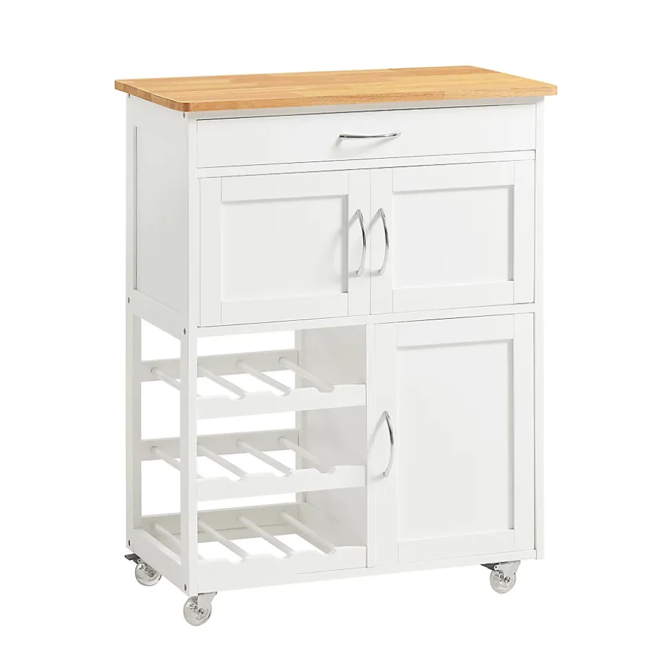 SoBuy FKW45-WN Desserte roulante de cuisine, chariot de service pratique, armoire de rangement, couleur blanc