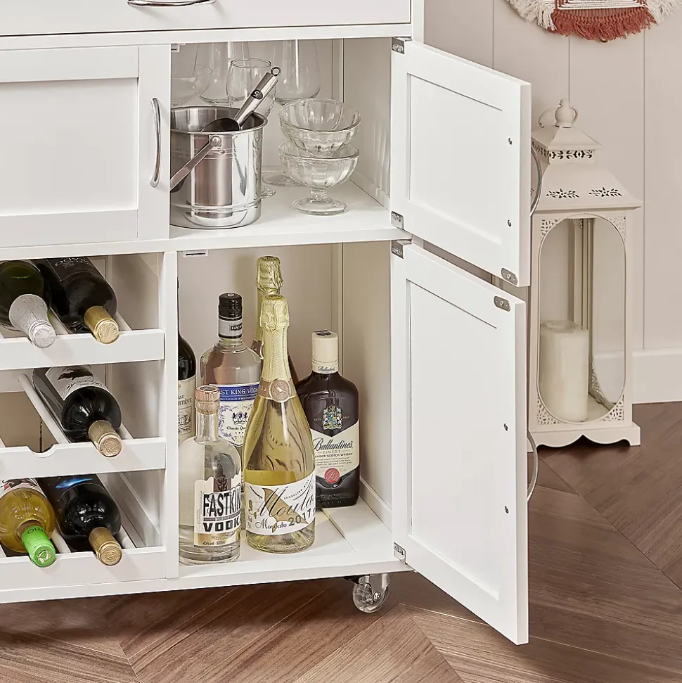 SoBuy FKW45-WN Desserte roulante de cuisine, chariot de service pratique, armoire de rangement, couleur blanc