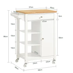 SoBuy FKW46-WN Desserte roulante chariot de cuisine avec rangement, blanc