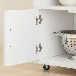 SoBuy FKW113-WN Desserte roulante multifonctionnelle avec étagère latérale, portes, tiroirs et porte-torchon - Blanc