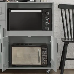 SoBuy FSB78-HG Meuble Micro-Ondes avec 3 Portes, 1 Tiroir et Roulettes - Blanc