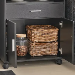 SoBuy FSB09-SCH Desserte micro-onde mobile avec roulettes, rangement pratique pour cuisine, couleur schiste