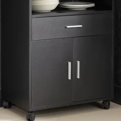 SoBuy FSB09-SCH Desserte micro-onde mobile avec roulettes, rangement pratique pour cuisine, couleur schiste