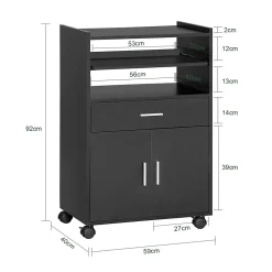 SoBuy FSB09-SCH Desserte micro-onde mobile avec roulettes, rangement pratique pour cuisine, couleur schiste