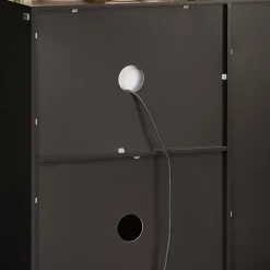 SoBuy FSB78-SCH Meuble Micro-Ondes avec 3 Portes, 1 Tiroir et Roulettes - Armoire de Cuisine Multi-Rangement Blanc