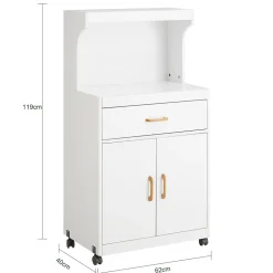 SoBuy FSB12-W Desserte Micro-onde à Roulettes Blanc Meuble de Rangement Cuisine Pratique