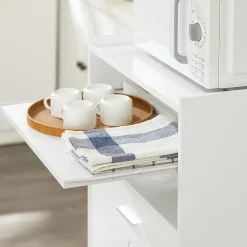 SoBuy FSB09-W Desserte micro-onde à roulettes, meuble de rangement cuisine pratique, blanc