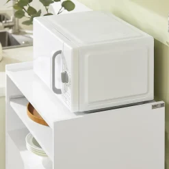 SoBuy FSB09-W Desserte micro-onde à roulettes, meuble de rangement cuisine pratique, blanc