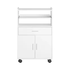 SoBuy FSB09-W Desserte micro-onde à roulettes, meuble de rangement cuisine pratique, blanc