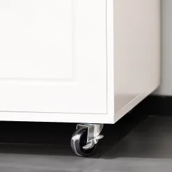 SoBuy FSB78-W Meuble Micro-Ondes avec 3 Portes, 1 Tiroir et Roulettes - Armoire de Cuisine Multi-Rangement Blanc