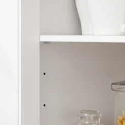 SoBuy FSB78-W Meuble Micro-Ondes avec 3 Portes, 1 Tiroir et Roulettes - Armoire de Cuisine Multi-Rangement Blanc