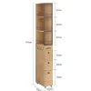 SoBuy Meuble de Rangement Étroit avec Roulettes, Chariot Compact Multi-Usages Naturel
