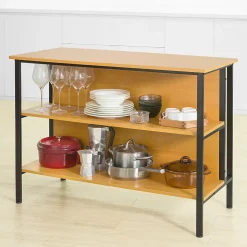 SoBuy Meuble de Rangement Étroit avec Roulettes, Chariot Compact Multi-Usages Naturel