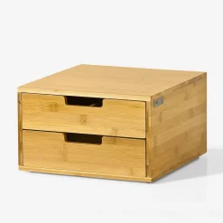 SoBuy Support à Capsules de Café en Bambou, 2 Tiroirs avec Distributeur