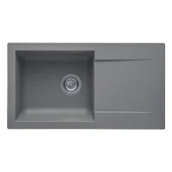 STRADOUR Evier a encastrer EINNA, en SMC GRIS BETON - 16, 1 bac, dim. 78 43,5 cm, vidage manuel