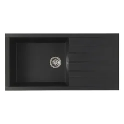 STRADOUR Evier a encastrer CUBE, en SMC NOIR PAILLETE - 06, 1 bac, dim. 100 50 cm, vidage manuel