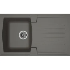 STRADOUR Evier cuisine a encastrer 1 bac + 1 egouttoir Arena - Resine - 86 x 50 cm - Gris beton