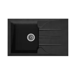 STRADOUR Evier cuisine a encastrer 1 bac + 1 egouttoir Aloa - Resine - 81 x 50 cm - Noir
