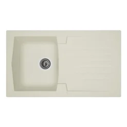 STRADOUR Evier cuisine a encastrer 1 bac + 1 egouttoir Arena - Resine - 86 x 50 cm - Blanc