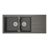 STRADOUR Evier cuisine a encastrer 2 bacs + 1 egouttoir Aloa - Resine - 116 x 50 cm - Gris beton