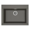 STRADOUR Evier cuisine a encastrer 1 bac sans egouttoir Hexo - Resine - 66 x 50 cm - Gris beton