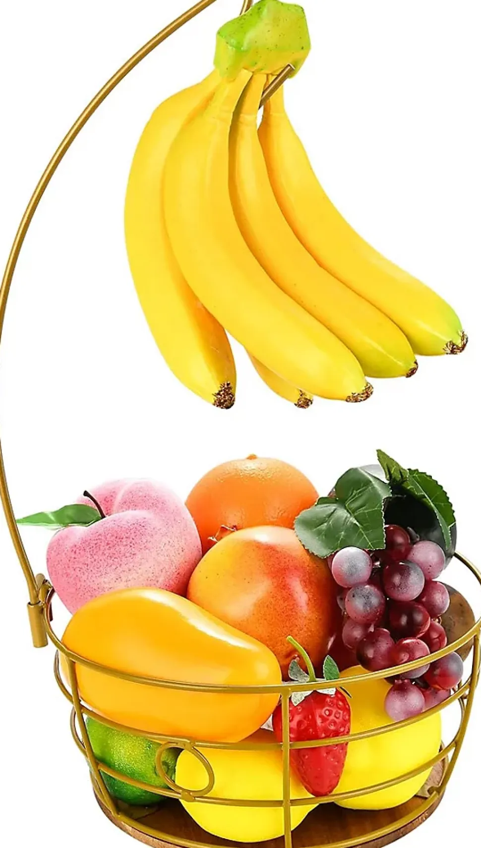 Support à bananes avec corbeille à fruits or