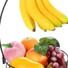 Support à bananes avec corbeille à fruits en bois et métal
