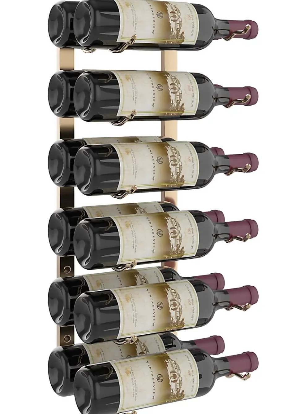 Support à bouteilles Série W2 pour 12 bouteilles, métal doré