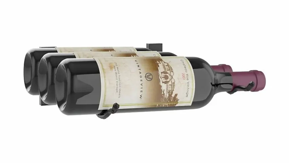 Support à bouteilles Série W pour 3 bouteilles profond, métal fini noir
