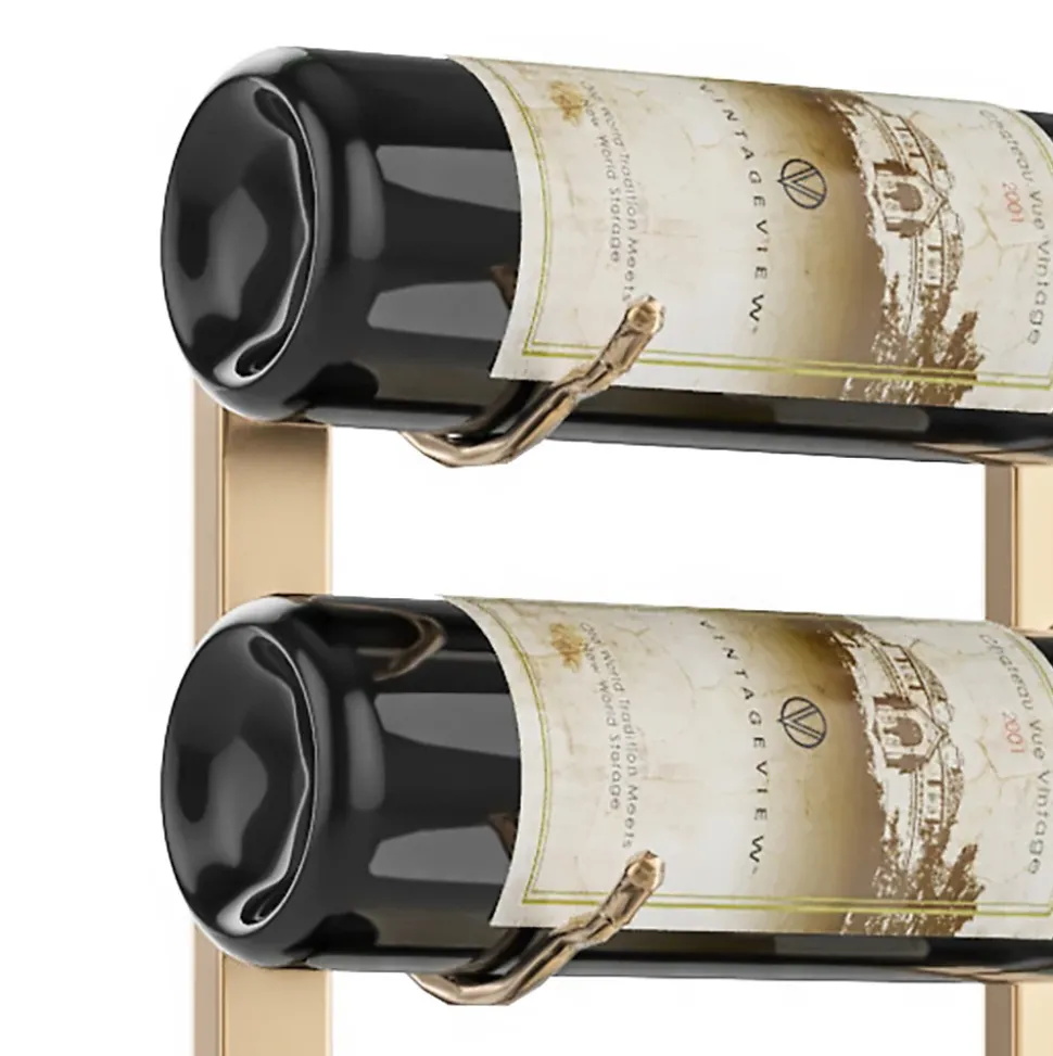 Support à bouteilles Série W1 pour 3 bouteilles, métal bronze doré