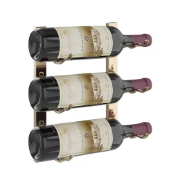Support à bouteilles Série W1 pour 3 bouteilles, métal bronze doré