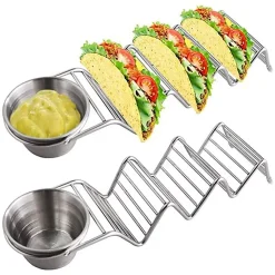 Support à tacos en acier inoxydable avec 2 tasses Herzberg HG04043
