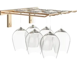 Support à verres Série W Support pour 6 verres, métal fini bronze doré