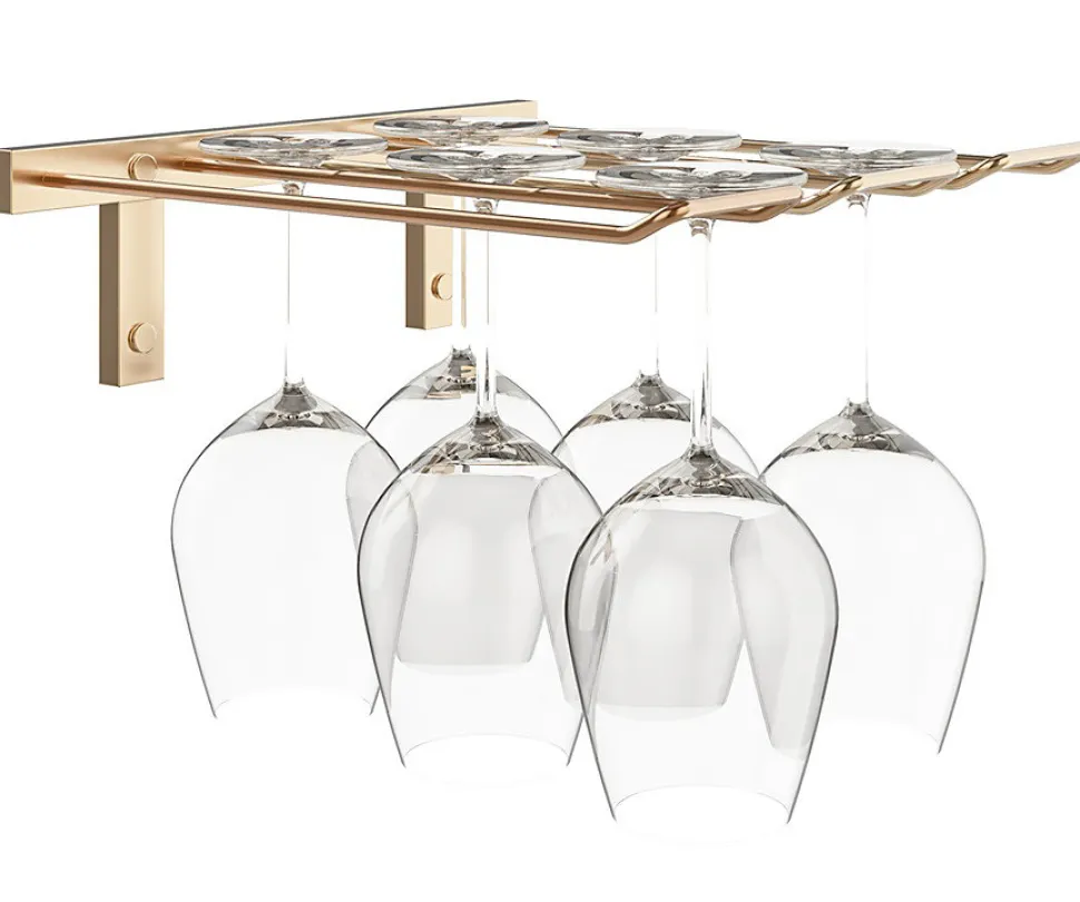 Support à verres Série W Support pour 6 verres, métal fini bronze doré